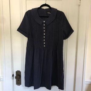 Vintage Sag Harbor Navy Polka Dot Babydoll Dress